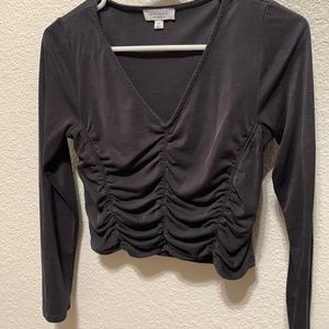 Grey Scrunch Long Sleeve Top